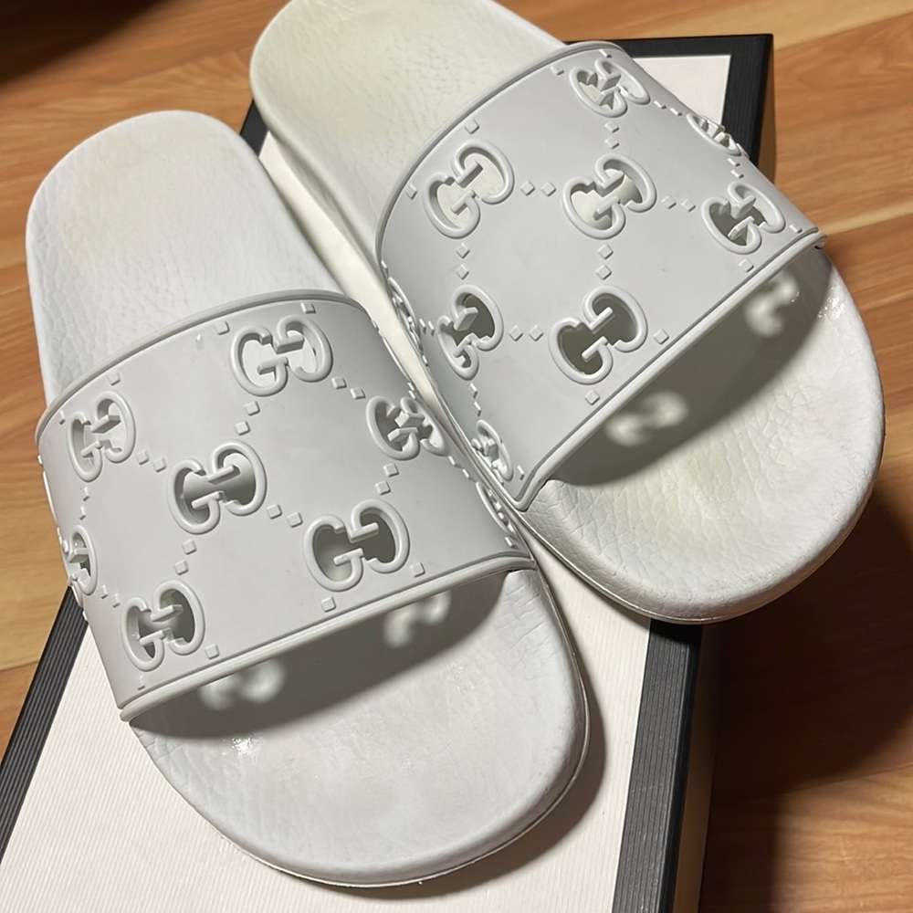 White Gucci Slides Womens Size 38